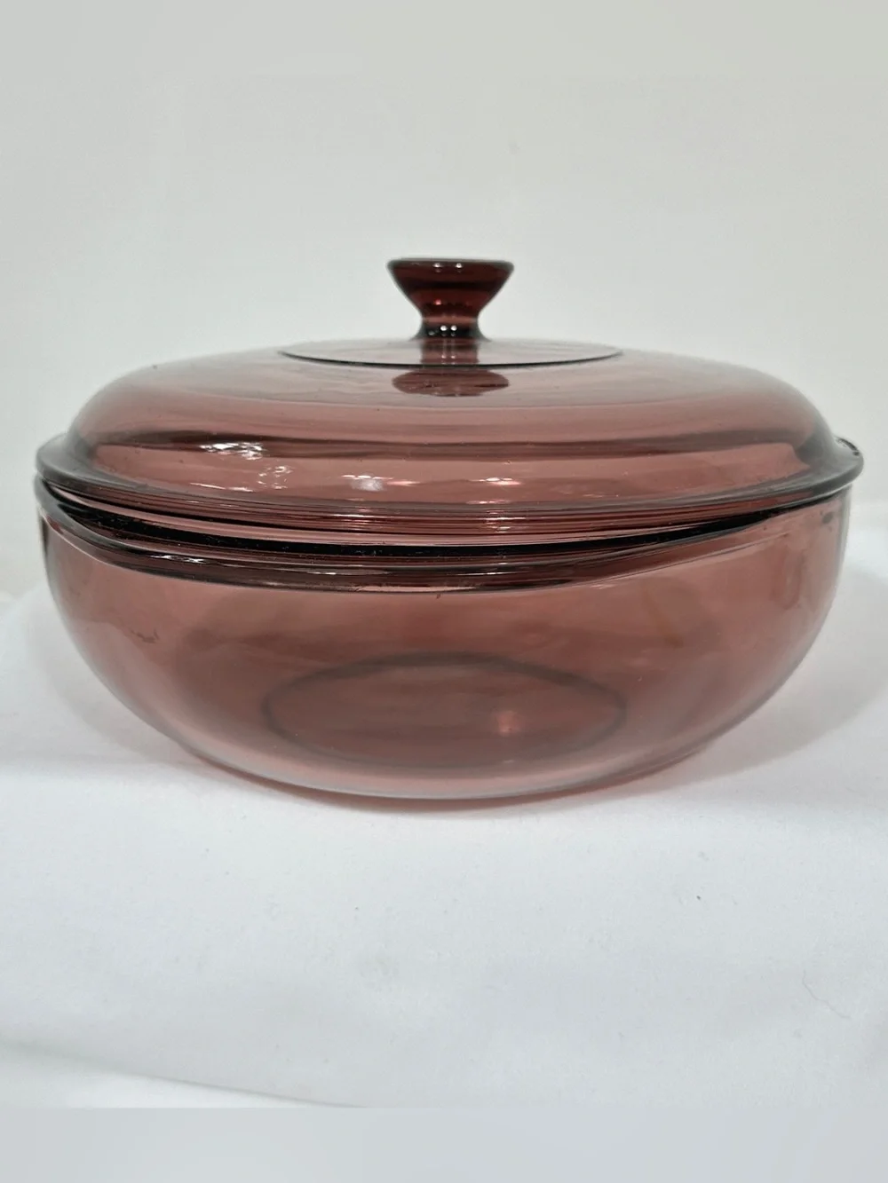 Pyrex 2 Qt Casserole Dish 024 w Lid Cranberry Purple Vintage Glass Made In USA